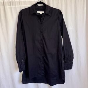 Boston Proper Black Poplin Blouse Tunic Women's Size 8 EUC